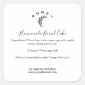 Sticker Carré Wheat Logo Minimalist Bakery Ingredient Label (Devant)