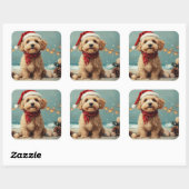 Sticker Carré Wheaten Terrier Dog Noël Vintage Beach (Feuille)