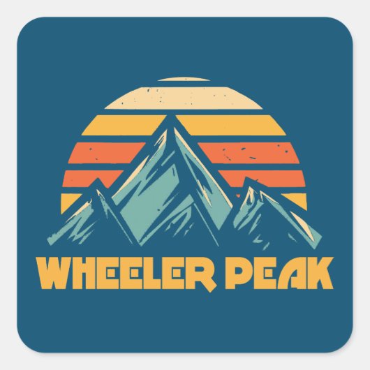 Sticker Carré Wheeler Peak New Mexico Retro Turquoise (Devant)