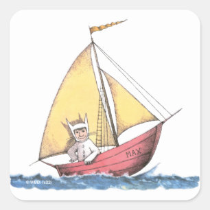 Sticker Carré Where the Wild Things Are   Max fait de la voile