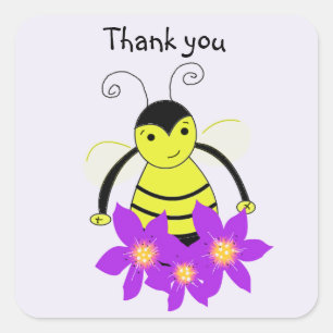 Sticker Carré Whimsical Bee Merci