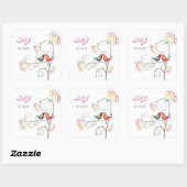 Sticker Carré Whimsical coloré baiser Mariage d'oiseaux d'été (Feuille)