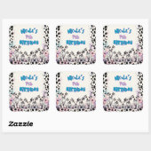 Sticker Carré Whimsical Dalmatian Puppies Birthday Personalized (Feuille)