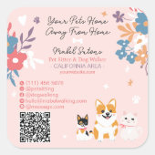 Sticker Carré Whimsical floral mignon pastel sitter chien marche (Devant)