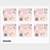 Sticker Carré Whimsical floral mignon pastel sitter chien marche (Feuille)