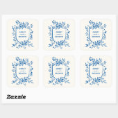 Sticker Carré Whimsical French Blue Botanical Crest Wedding (Feuille)