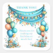 Sticker Carré Whimsical Fun Teal Birthday  (Devant)
