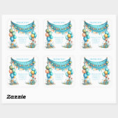 Sticker Carré Whimsical Fun Teal Birthday  (Feuille)