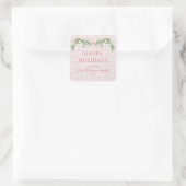 Sticker Carré Whimsical Grandmillenial Gingham Pink Bow Garland  (Sac)