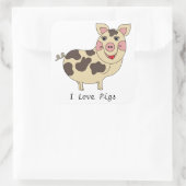 Sticker Carré Whimsical I Love Pigs (Sac)