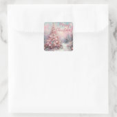 Sticker Carré Whimsical Impressionistic Christmas Tree (Sac)