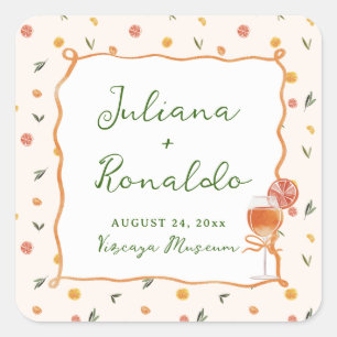 Sticker Carré Whimsical Italien Citrus Mariage