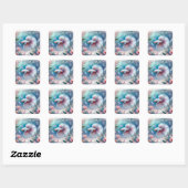 Sticker Carré Whimsical Pink Betta Fish (Feuille)
