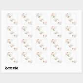 Sticker Carré Whimsical Rose Blush Gold Flowers Monogramme Maria (Feuille)