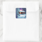 Sticker Carré Whimsical Rustic Cabine En Bois (Sac)