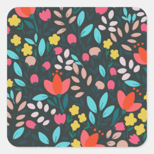 Sticker Carré Whimsical Spring Garden Party