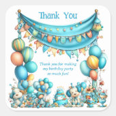Sticker Carré Whimsical Teal Thank You Birthday  (Devant)