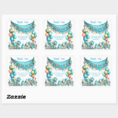 Sticker Carré Whimsical Teal Thank You Birthday  (Feuille)