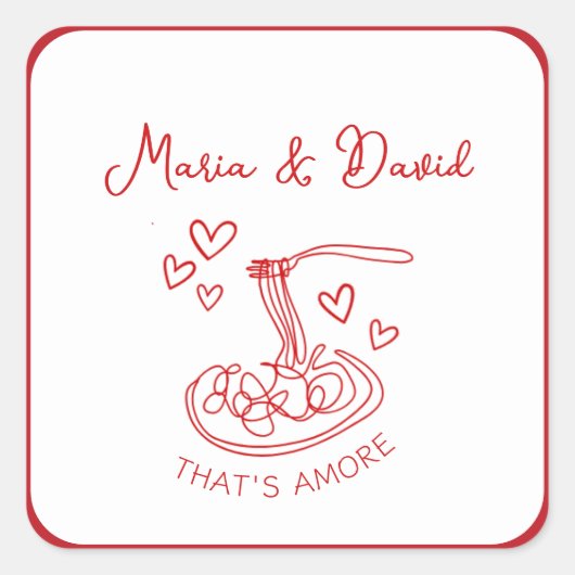 Sticker Carré Whimsical That's Amore Custom Rouge Mariage italie (Devant)