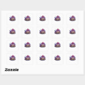 Sticker Carré Whimsigoth Champignons Et Crystals Classique (Feuille)