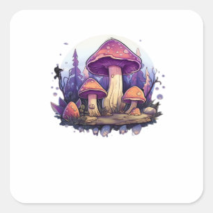 Sticker Carré Whimsigoth Champignons Et Crystals Classique