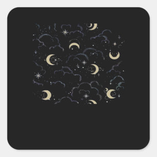Sticker Carré Whimsigoth Nuages Sun Moon Witchy