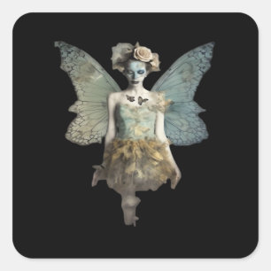 Sticker Carré Whimsigoth Zombie Fairy Old Timey Gothique Moody A