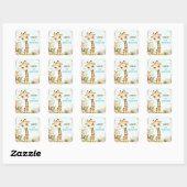Sticker Carré Whimssical Cute Giraffe Anniversaire (Feuille)