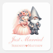 Sticker Carré Whimssical Gnome marié marié Mariage (Devant)