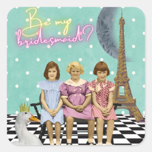 Sticker Carré WhimssVintage Enfants Demander une servante