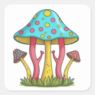 Sticker Carré Whimsydale Mushrooms