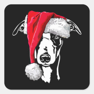Sticker Carré whippet amusant père Noël Noël chien maman cadeau