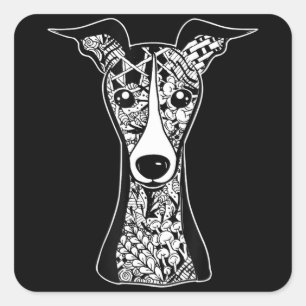 Sticker Carré Whippet Lover Art graphique italien Greyhound Fa