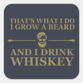 Sticker Carré Whiskey cite avec de drôles de mots barbus (Devant)