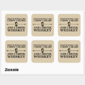 Sticker Carré Whiskey cite avec de drôles de mots barbus (Feuille)