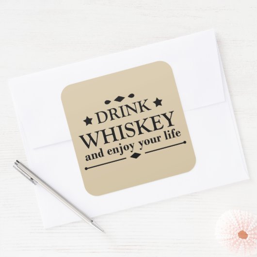 Sticker Carré Whiskey cite d'amusants propos d'alcool (Enveloppe)