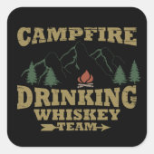 Sticker Carré Whiskey cite d'amusants propos de campeurs de camp (Devant)