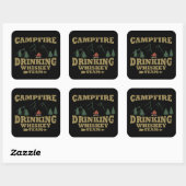 Sticker Carré Whiskey cite d'amusants propos de campeurs de camp (Feuille)