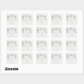 Sticker Carré White 3D Floral Roses | Wedding (Feuille)
