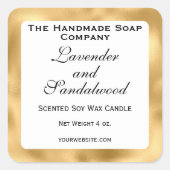 Sticker Carré White and Gold Foil Candle Label (Devant)