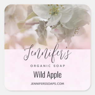 Sticker Carré White Apple Blossom Photoshop Soap Business