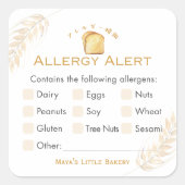 Sticker Carré White Bread Wheat Allergy Alert (Devant)