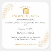 Sticker Carré White Bread Wheat Ingredient Product (Devant)