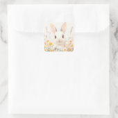 Sticker Carré White Bunny with Pink Nose in Spring Wildflower (Sac)