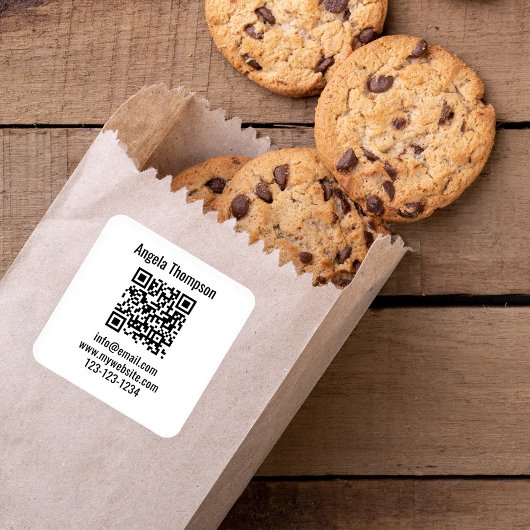 Sticker Carré White Business QR Code Custom Basic