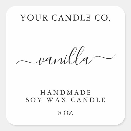 Sticker Carré White Elegant Minimalist Candle Label (Devant)