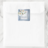 Sticker Carré White Floral Elegant Blue Gray (Sac)