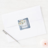 Sticker Carré White Floral Elegant Blue Gray (Enveloppe)