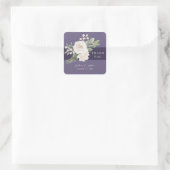 Sticker Carré White Floral Winter Greenery Wedding Thank You (Sac)