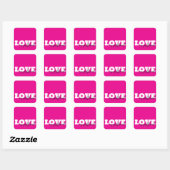 Sticker Carré White LOVE Hot Pink Valentine (Feuille)